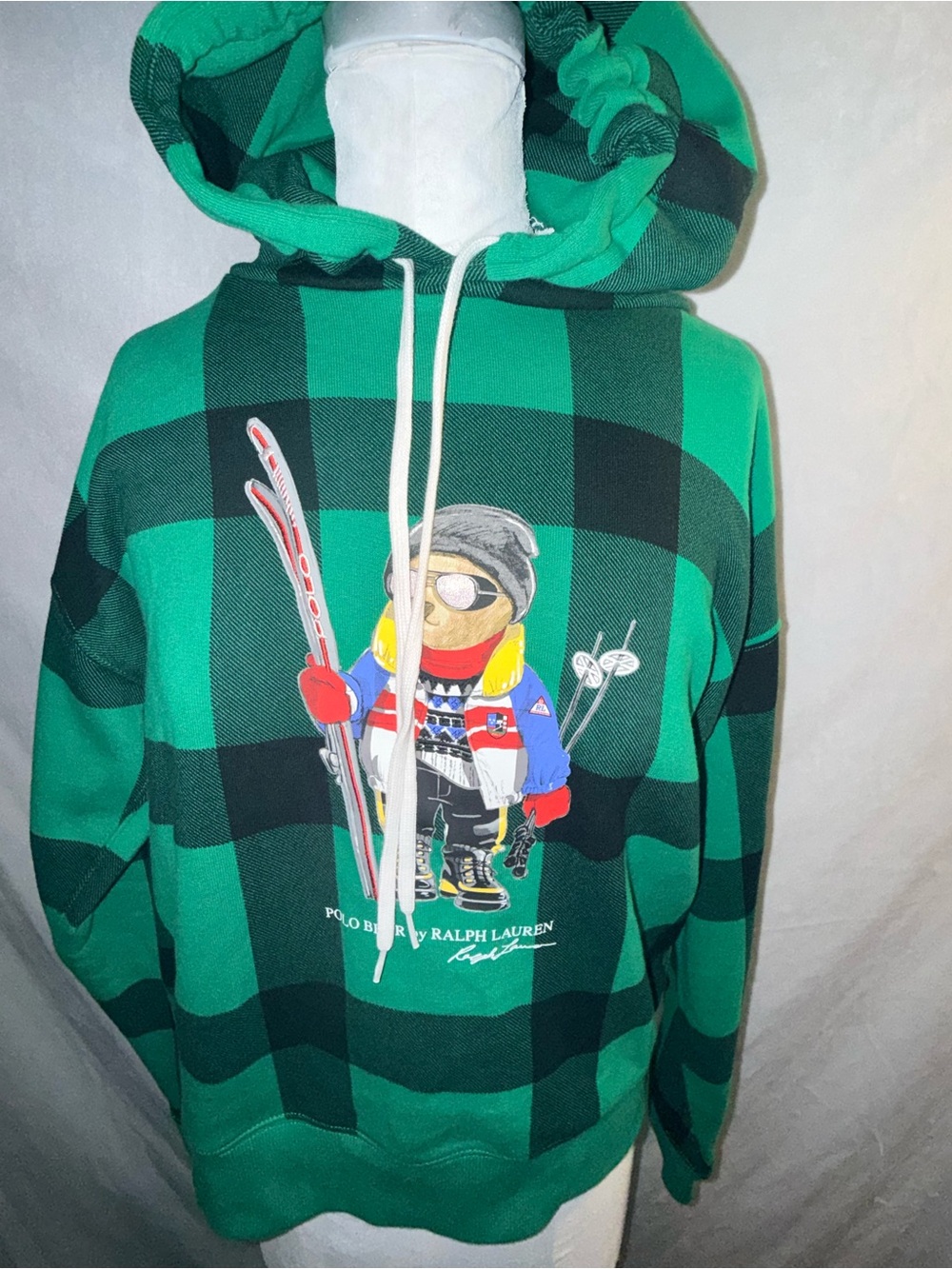 Polo Ralph Lauren Ski Polo Bear Plaid Hoodie – unisex Size Large
